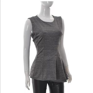 H&M Full Zip Back Pleated Front Peplum Top Grey XS